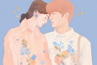 Couple with a flowers drawing adult face. AI generated Image by rawpixel.