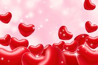 Falling red hearts pink background