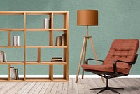 Brown armchair mockup, living room furniture psd