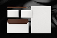 Business card & envelope flat lay, corporate identity