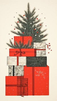 Many chrsitmas presents stacked high christmas drawing celebration. AI generated Image by rawpixel.