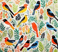 Many tropical birds flying painting pattern animal. AI generated Image by rawpixel.