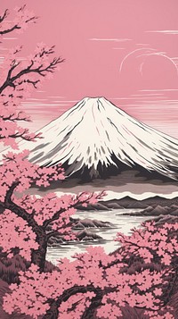 Mount fuji cherry blossom nature outdoors plant. AI generated Image by rawpixel.