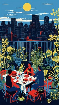 New york rooftop barbecue outdoors nature city. 