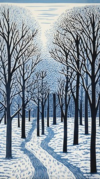 New york winter scene drawing nature outdoors. AI generated Image by rawpixel.