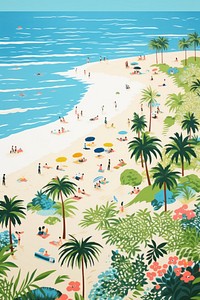 Beach holiday nature outdoors drawing. AI generated Image by rawpixel.