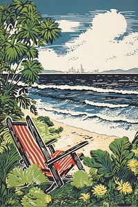Beach holiday nature painting outdoors. AI generated Image by rawpixel.