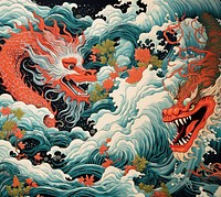 Chinese dragon painting pattern art. AI generated Image by rawpixel.