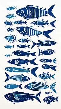 Deep ocean fish drawing line pattern. 