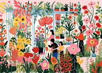 Florsit flower shop painting outdoors pattern. AI generated Image by rawpixel.