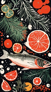 Food close up christmas grapefruit plant fish. 