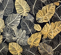 Gold and silver tropical leaves tropics pattern nature. 