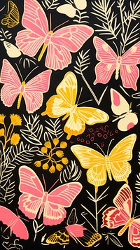 Gold and silver and pink butterflies pattern nature plant. AI generated Image by rawpixel.