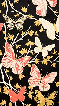 Gold and silver and pink butterflies pattern nature art. 