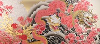 Gold and silver and pink chinese dragon pattern art representation. AI generated Image by rawpixel.
