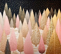 Gold and silver and pink christmas trees nature backgrounds celebration. AI generated Image by rawpixel.