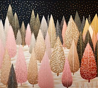 Gold and silver and pink christmas trees pattern art backgrounds. AI generated Image by rawpixel.
