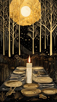Gold and silver christmas dinner party nature candle illuminated. AI generated Image by rawpixel.