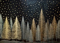 Gold and silver christmas trees nature night tranquility. AI generated Image by rawpixel.