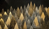 Gold and silver christmas trees nature abstract pattern. 