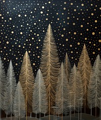 Gold and silver christmas trees nature pattern night. AI generated Image by rawpixel.