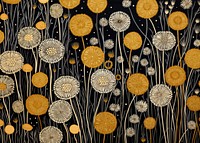 Gold and silver dandelions pattern plant art. 