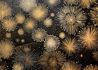 Gold and silver fireworks abstract outdoors pattern. 