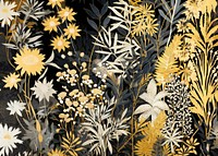 Gold and silver jungle pattern nature plant. 