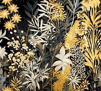 Gold and silver jungle pattern nature plant. AI generated Image by rawpixel.