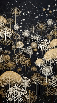 Gold and silver snow flakes fireworks outdoors pattern. 