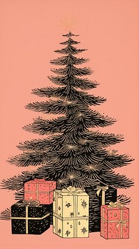 Gold silver pink christmas presents drawing plant tree. AI generated Image by rawpixel.