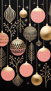 Gold silver pink cristmas baubles nature art celebration. AI generated Image by rawpixel.