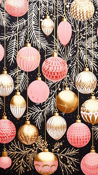 Gold silver pink cristmas baubles art backgrounds celebration. AI generated Image by rawpixel.