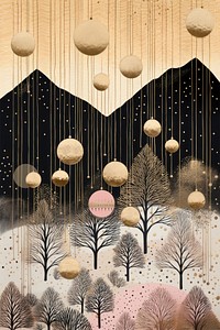 Gold silver pink cristmas baubles nature art backgrounds. AI generated Image by rawpixel.