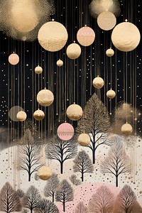 Gold silver pink cristmas baubles nature backgrounds celebration. AI generated Image by rawpixel.