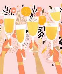 Gold pink silver hands holding many champagne glasses happiness togetherness refreshment. AI generated Image by rawpixel.