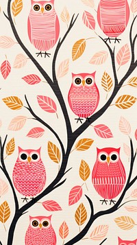 Gold pink silver owls pattern drawing nature line. AI generated Image by rawpixel.