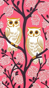 Gold pink silver owls pattern drawing nature line. AI generated Image by rawpixel.