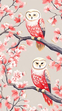 Gold pink silver owls pattern animal nature plant. AI generated Image by rawpixel.