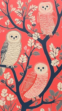 Gold pink silver owls pattern drawing animal nature. AI generated Image by rawpixel.