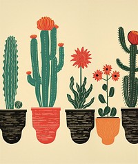 Group fo cactus drawing nature plant. AI generated Image by rawpixel.