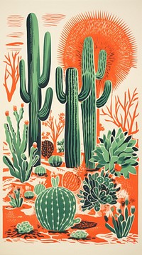 Group fo cactus drawing nature plant. AI generated Image by rawpixel.
