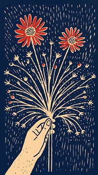 Hands holding sparklers fireworks drawing pattern. 