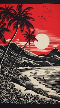 Hawaii nature outdoors painting. 