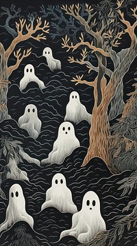 Japanese ghosts drawing nature art. AI generated Image by rawpixel.
