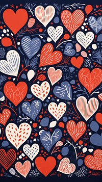 Kawaii hearts pattern line backgrounds. AI generated Image by rawpixel.