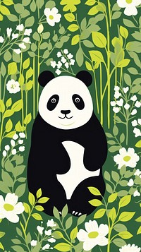 Panda bamboo pattern mammal nature bear. AI generated Image by rawpixel.
