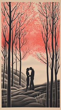 People dating romance silhouette painting drawing. AI generated Image by rawpixel.
