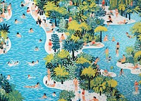 Pool party close up nature outdoors painting. AI generated Image by rawpixel.
