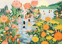 Summer people nature painting outdoors. AI generated Image by rawpixel.